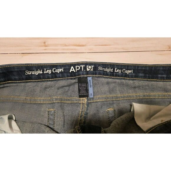 Apt 9 Capri Jeans Womens 22W Blue Straight Leg Denim Cuffed Rhinestone Bedazzle - Picture 6 of 11